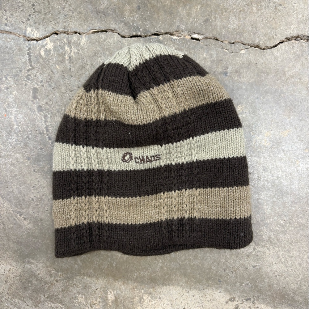 Chaco Knit Beanie in Cream and Brown
